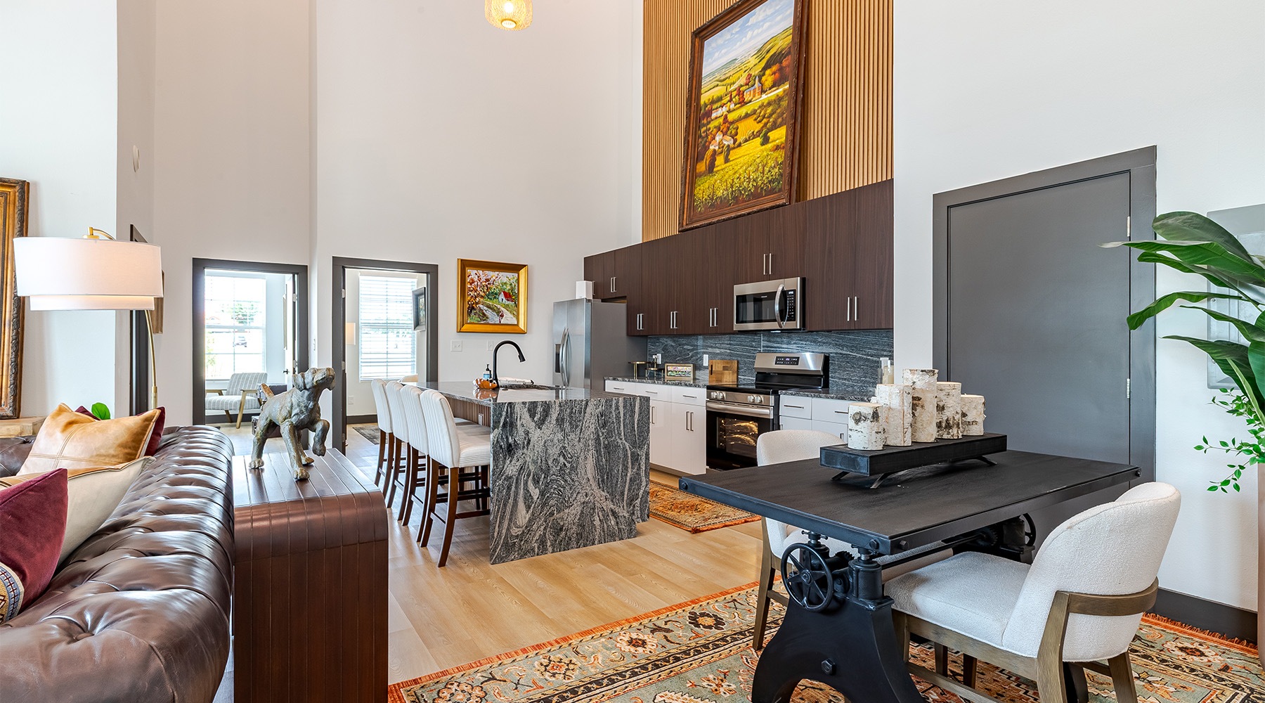 Tranquil. Luxe. Yours. resident clubhouse with a demonstration kitchen