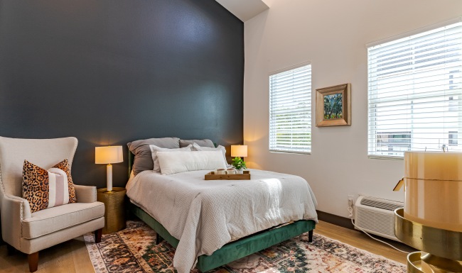 bedroom with large windows bedroom with large windows